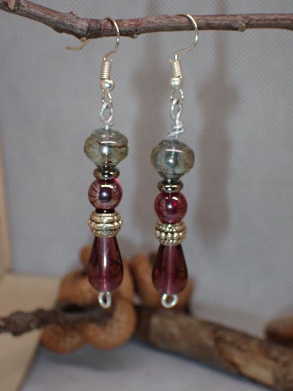 Pink and Grey Glass Beads
