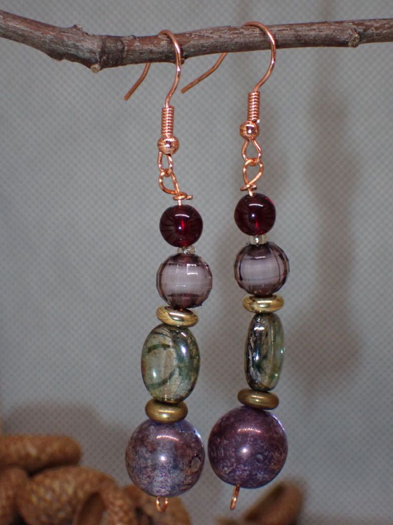 Purple and Grey Glass Beads