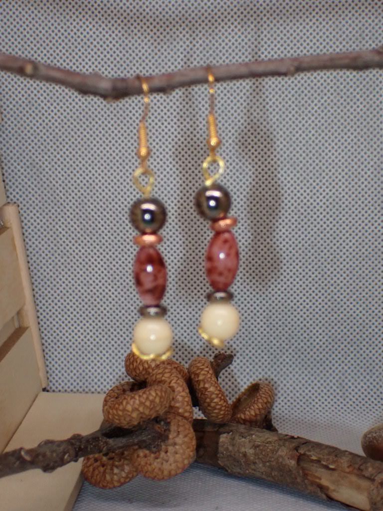 Rose and Pearl Glass Beads with Hematite