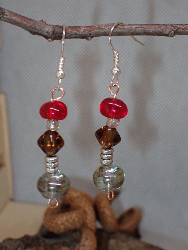Red and Umber Glass Beads