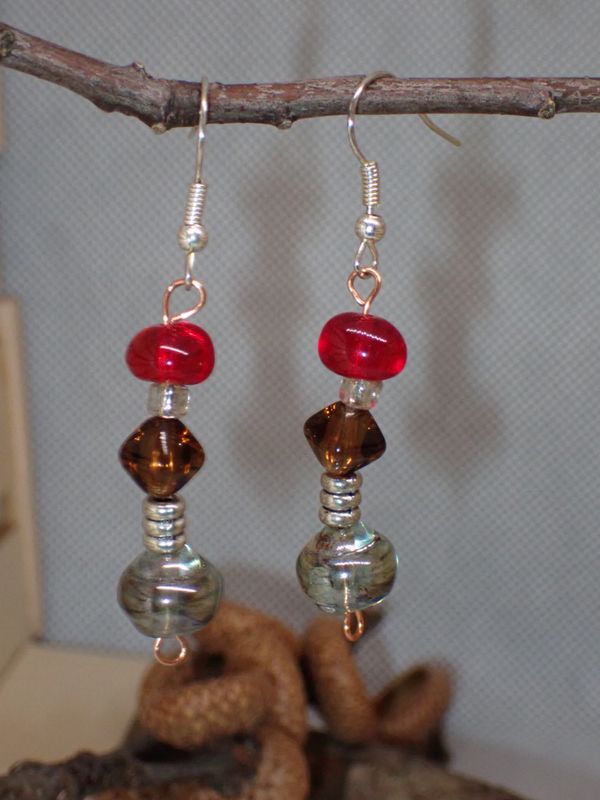 Red and Umber Glass Beads