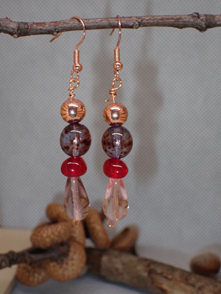 Pink, Red, and Grey Glass Beads