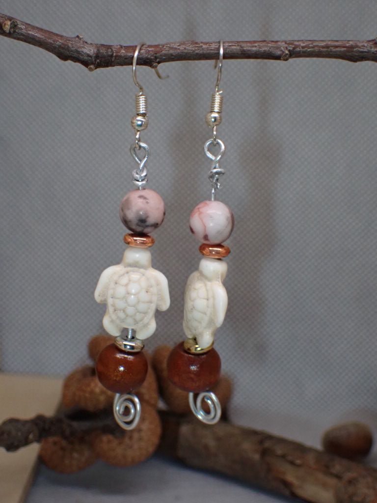 Pink and Red Jasper with Sea Turtle