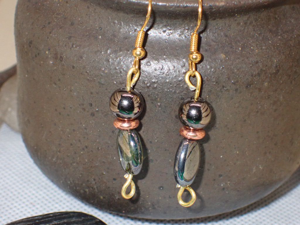 Grey and Copper Glass Beads