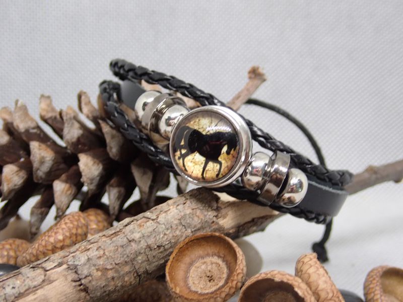 Youth Size Leather Horse Tri Cord Bracelet