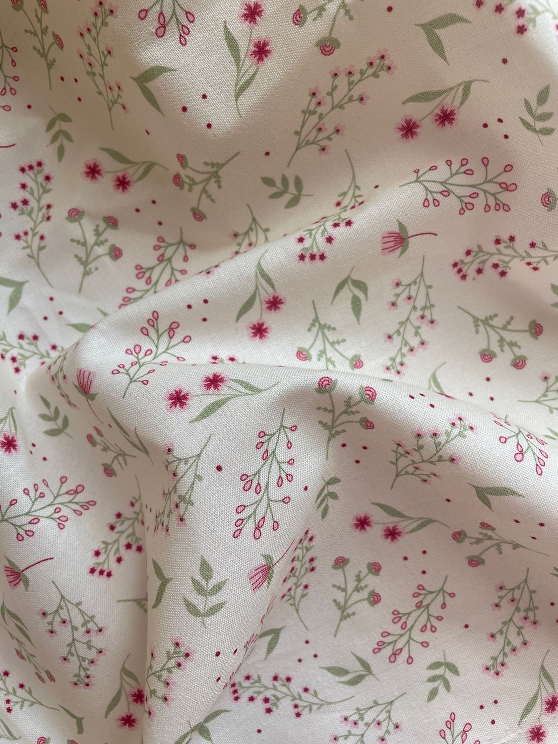 Wildflowers Pink &amp; Green Organic Cotton