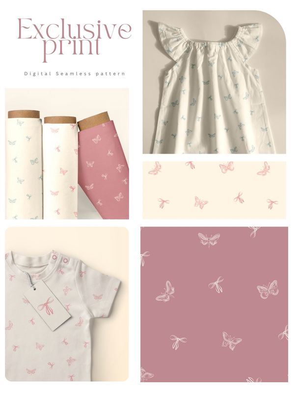 Bows And Butterflies – Exclusive Seamless Pattern (3 Colourways)