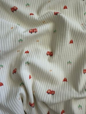 Little Firetrucks Cotton Rib Knit
