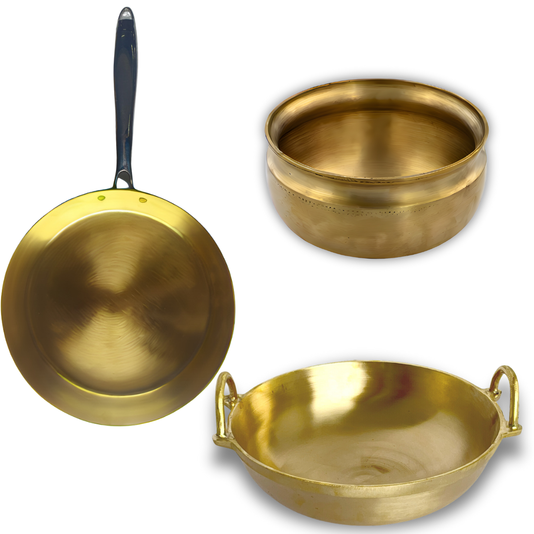 Bronze Kadai,Frying Pan &amp; Handi Combo