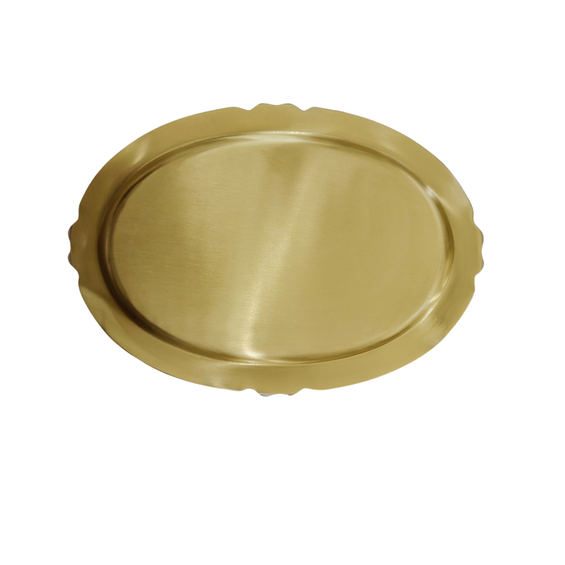 Elegant Brass Decorative Tray with Two Embossed Bowls – Perfect for Home Décor &amp; Gifting