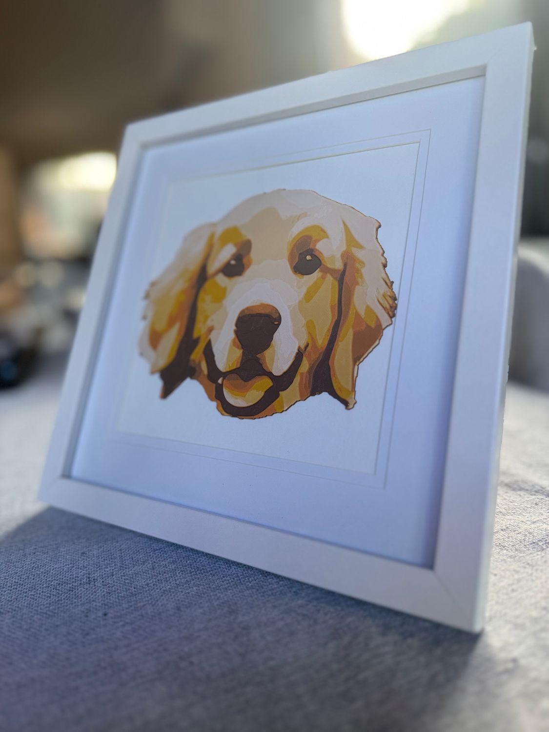 A full colour 3D Pet Print with the white frame option.
