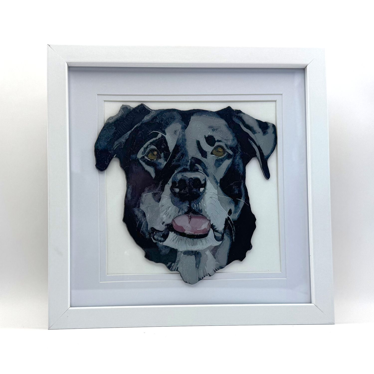 Pet: Jackson - A full colour 3D Pet Print with the white frame option.