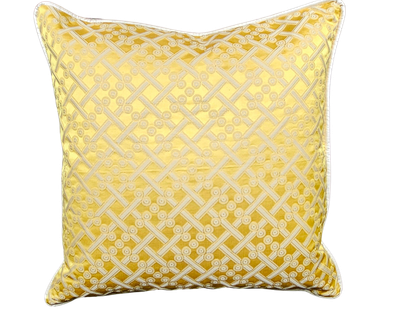 Sierkussen The Ambers geel-off white 50x50