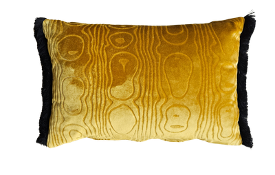 Sierkussen The Ambers fluweel-zwart franje 35x50