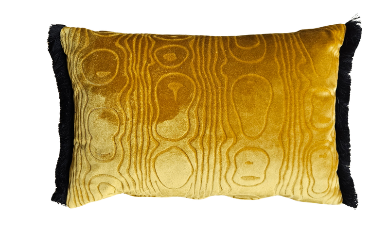 Pillow The Ambers velvet-black fringe 35x50