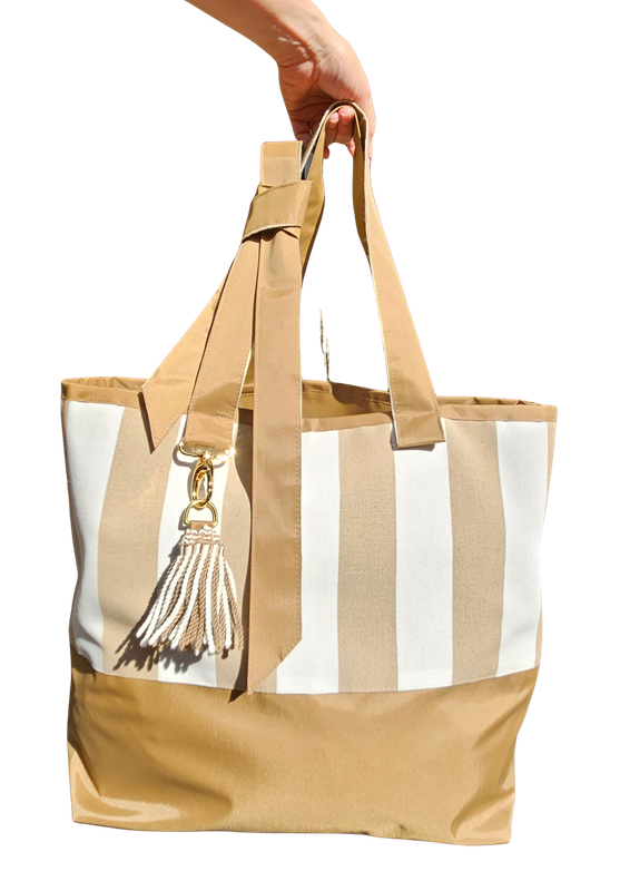 At The Beach bag large Latte-Off white 60x40