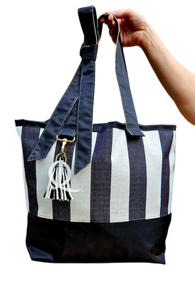 At The Beach bag large black-off white 60x40