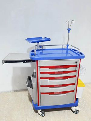 Hospital  Emergency Trolley with Drawers and Drip Stand