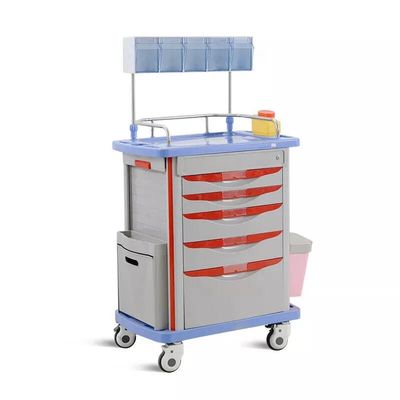 Hospital  Emergency Trolley with Drawers and Drip Stand