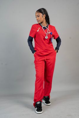 Red Alphamed Core Plus Scrubs—Straight Pants