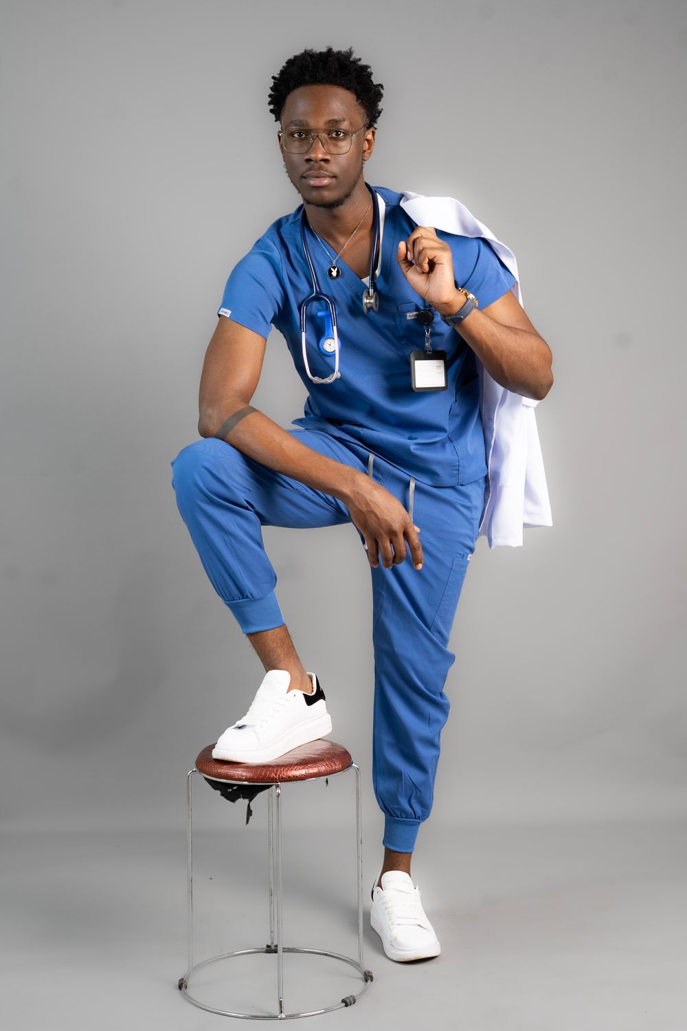 Blue Alphamed Jogger Scrubs