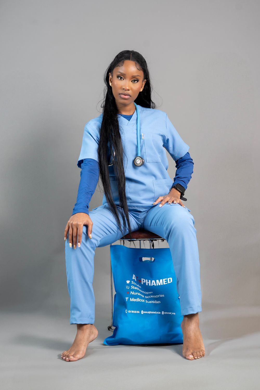Light Blue Alphamed Scrubs