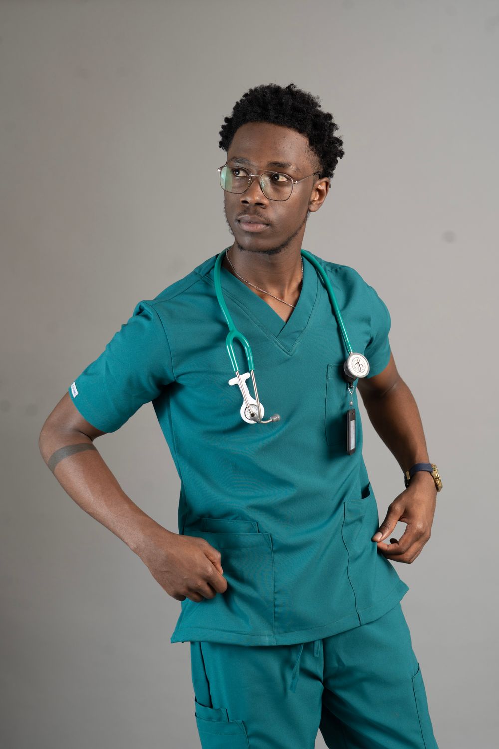 Teal Alphamed Scrubs Top