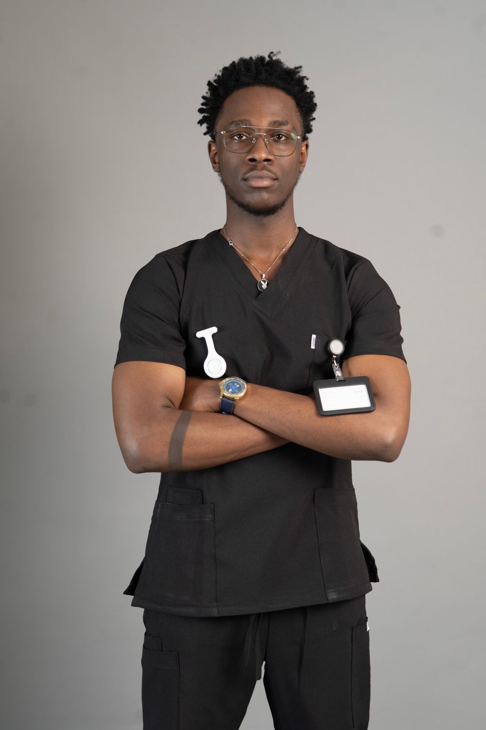 Black Alphamed Scrubs Top