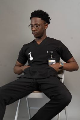 Black Alphamed Scrubs Top