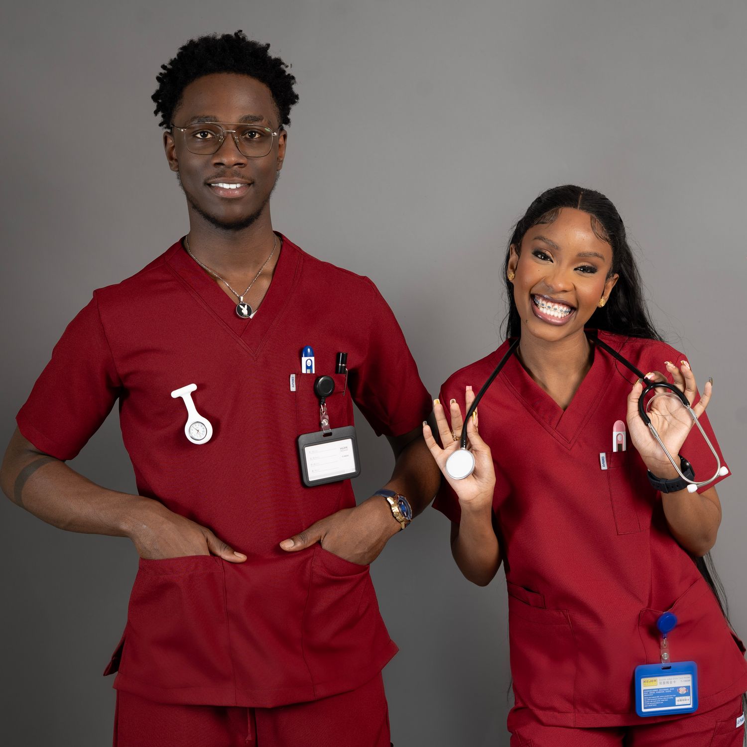 Maroon Alphamed Scrubs Top
