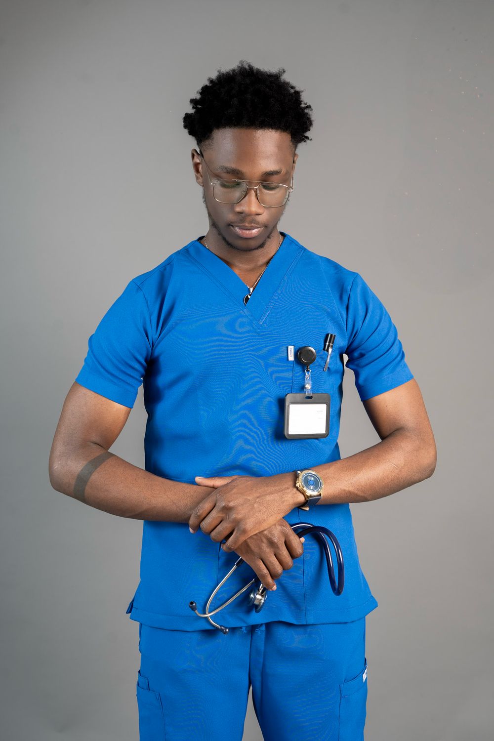 Royal Blue Alphamed Scrubs Top