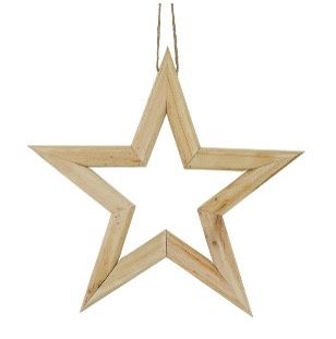 WOODEN STAR OUTLINE NATURAL LGE