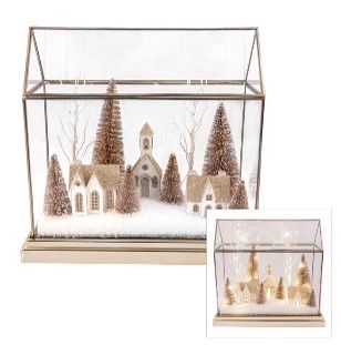 ACRYLIC HOUSE SCENE W/LED LIGHTS CHMPGNE