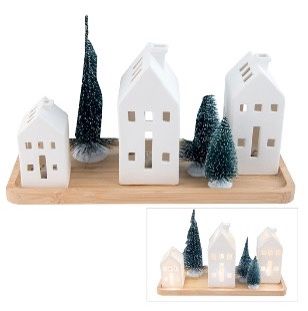 RECT CHRISTMAS LED HOUSE SET WHITE