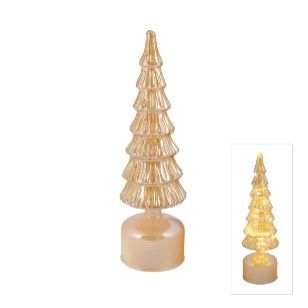 GLASS ROTATING LED TREE GOLD SML