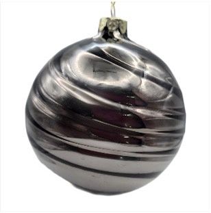 GLASS 10CM BAUBLE PLATINUM