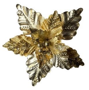 CLIP ON POINSTTIA GOLD COPPER GLITTER