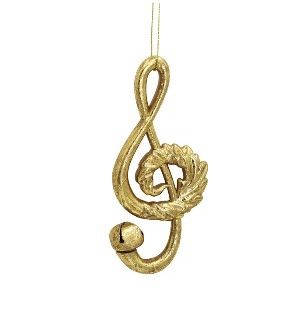 PLASTIC GOLD TREBLE CLEF ORNMNT
