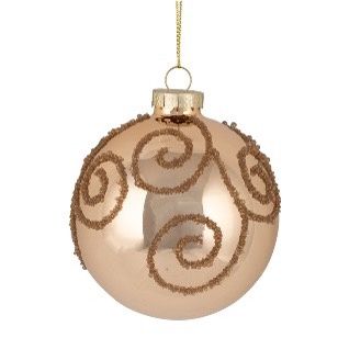 GLASS 8CM BAUBLE COPPER BEAD SWIRL