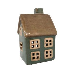 CERAMIC OLIVE TAN TLIGHT HOUSE SML