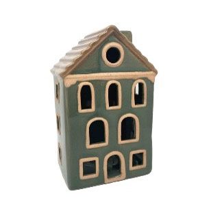 CERAMIC OLIVE TAN TLIGHT HOUSE LGE