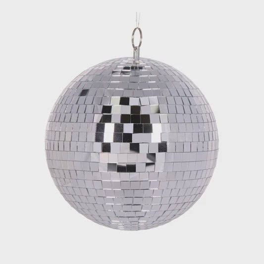 20 CM SILVER DISCO BAUBLE