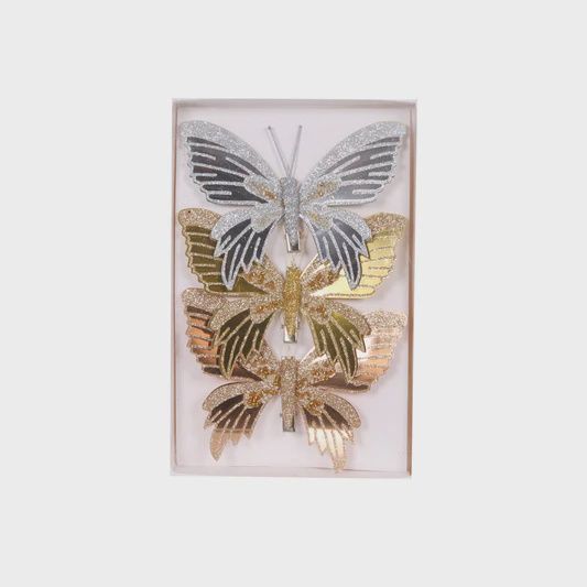 3PK MIXED METALLIC BUTTERFLIES