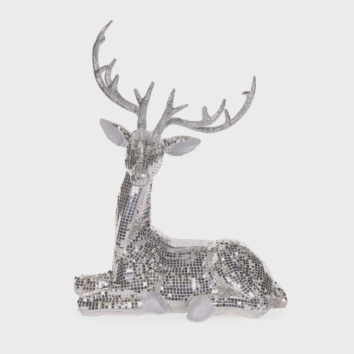 54 CM LYING SILVER DISCO REINDEER