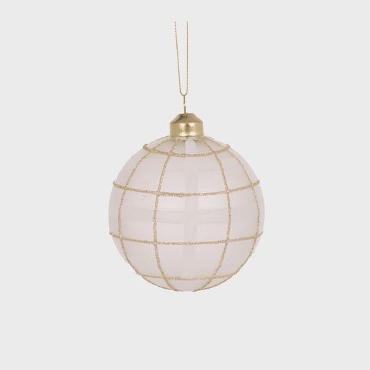 WHITE TARTAN BAUBLE