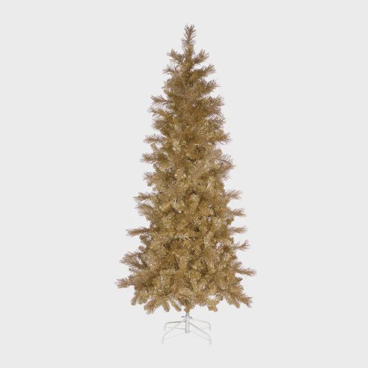7.5 FT CHAMPAGNE TINSEL TREE -400 LED