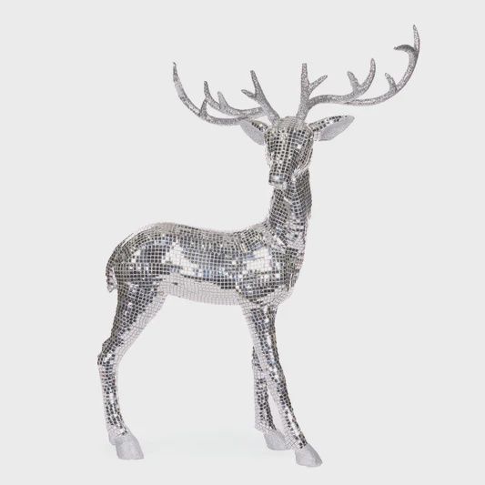 73 CM STANDING SILVER DISCO REINDEER