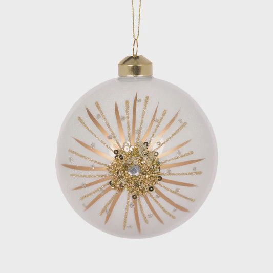 WHITE DECO BURST BAUBLE