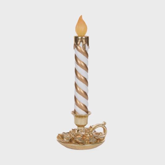 WHITE AND GOLD SWIRL CANDLE DÉCOR