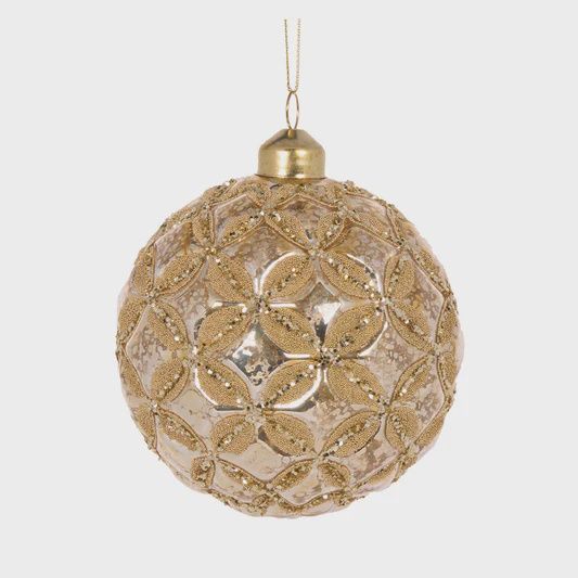 GOLD MERCURY EMBOSSED BAUBLE